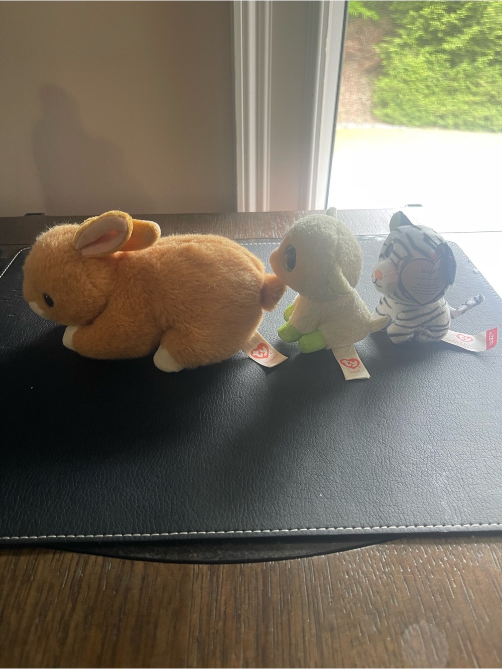 Ty Plush Small Pets Trio - Brown Bunny, Cream sheep, White Tiger